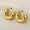 Thick Round C Shape Chunky Hoop Earrings Women Glossy Circle Gold Silver Color Steel Needle Stud Huggie Earrings Jewelry - Image 4