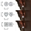 Silver Halo CZ Heart Stud Earrings Round Earrings Set Classic Engagement Jewelry for Couples - Image 2