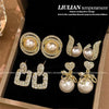 Pearl Crystal Earrings Set for Women 6 Pairs Gold Plated Rhinestone Dangle Wedding Party Bridal Jewelry Gifts - Image 3