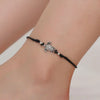 Women Retro Hemp Rope Turtle Anklet Hand-woven Ancient Silver Color Turtle Beach Anklet - Image 1