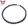 8-9 mm Freshwater Black Pearl Jewelry Necklace Silver Flower Buckle Jewelry For Women - Image 6