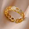 Chain Hollow Out Rings For Women Gold Color Stainless Steel Zircon Cross Open Ring Wedding Aesthetic Jewerly Gift - Image 20