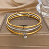 Minimalist Two Tone Multi Layer Bangle Stainless Steel Gold Color Wrist Band Hammered Open Cuff Bracelet For Women Jewelry - Image 5
