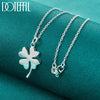 Silver Four-Leaf Clover Pendant Necklace 16-30 Inch Chain For Woman Wedding Charm Jewelry - Image 3