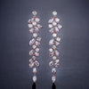 Cubic Zirconia Leaf Long Dangle Earrings for Elegant Women White Leaves Drop Earring Bridal Wedding Jewelry - Image 7