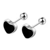 Silver Black Heart Star Round Small Stud Earrings for Women Jewelry Accessories - Image 8