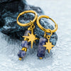 Asymmetric Stone and Eight Pointed Star Combination Pendant Earrings for Women, Stainless Steel Hoop Jewelry - Image 5