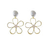 Simple Pearl Flower Earrings For Women Metal Sense Temperament Earrings - Image 6