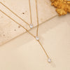 Eilieck 316L Stainless Steel Shiny Cubic Zirconia Waterdrop Pendant Necklace for Women Daily Y-shaped Chain Jewelry - Image 6