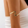 Stainless Steel Geometric Wave Open Arm Cuff Bracelet For Women Simple Smooth Adjustable Statement Jewelry Bangle - Image 1