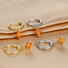 2PCS Zircon Flower Pendant Hoop Earrings for Women Simple Sweet Stainless Steel Earring Piercing Jewelry - Image 3