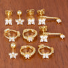 5PCS/10PCS Stainless Steel Zircon Flower Stud Earrings Sets For Women Four Leaf Grass Hoop Earring Daily Wear Jewelry - Image 6