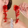 Glass Chiffon Flowers Tassel Dangle Earrings for Women Sweet Exaggerated Design Earring Vacation Style Jewelry Travel K - Image 2