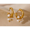 Fans Welfare Style Pearls Stainless Steel Gold Color Huggie Hoop Earrings Jewelry for Women - Image 6