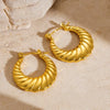 Charm Gold Color Stainless Steel Twisted Texture Hoop Earrings for Woman Girl Korean Temperament Jewelry Accessory Gifts - Image 1