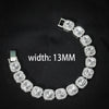HipHop Men Women 13MM Prong Cuban Link Chain Bracelet Bling Iced Out 2 Row Rhinestone Paved Miami Rhombus Cuban Chain Jewelry - Image 9