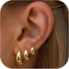 3Pairs Hoop Earrings Set for Women Gold Silver Plated Earring Small Huggie Hoops Lightweight Hoop Earrings Stack - Image 1