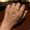 Gold Color Micro Pave Tear Drop CZ Tassel Link Chain Dome Ring For Women Girls Bling Cubic Zirconia Finger Jewelry Gift - Image 6