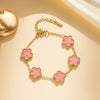 Five-Leaf Flower Stainless Steel Bracelet with Adjustable Design - Image 5