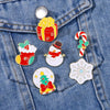 6 Styles Cartoon Christmas Theme Brooches Snowman Candy Canes Snowflake Stocking Shaped Enamel Pins Xmas Winter Badge - Image 1