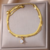 Zircon Circle Bead Anklets For Women Gold Color Stainless Steel Anklet Double Snake Chain Summer Beach Accessories Jewelry Gift - Image 2