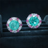Flower-Setting Stud Earrings with Round Color Stones - Image 3