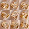 White Zircon Flower Leaf Shape Stainless Steel Rings For Women Adjustable Aesthetic Wedding Ring Light Female Jewelry Bff - Image 1