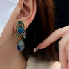 Rhinestone Bluey Crystal Clip Earrings for Womens Medieval Vintage Peisonality Sparkle Charms Earring Jewelry - Image 7