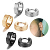 2pc Wide Frosting Stainless Steel Hoop Earrings Black Round Earring For Women Men Punk Vintage Circle Earring Jewelry Statement - Image 2