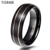 Tungsten Ring for Men Black With Gold Color Thread 8mm Dome Comfort Wedding Rings Mens Quality Ring anel - Image 1