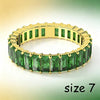 Rectangle Olive Green Zircon Hoop Chain Necklace Earrings Bracelet Ring Women Jewelry Set - Image 7