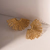 Gold Plated Stainless Steel Hollow Wing Fan-shaped Earrings Light Chunky Pendant Earrings For Women Ear Jewelry - Image 5