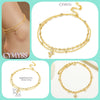Dainty Silver 2 Layer Cubic Zirconia Anklet Gold Plated Summer Beach Jewelry Gift For Women Daily Birthday Gift - Image 17