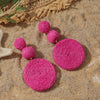 Bohemian Handmade Rattan Knit Round Drop Earrings For Women Girls Ball Beach Party Jewelry - Image 1