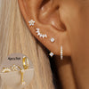 Star Flower and Bow Hoop Earring Set with Crystal Accents in Gold-Tone or Silver-Tone - Image 10