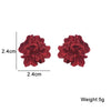 Red Flower Women's Stud Earrings Folded Floral Unique Design Korean Small Earrings Bohemian Ear Accessories - Image 2