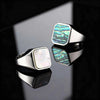 Punk Abalone Shell Stainless Steel Chunky Signet Ring for Men, Hip Hop Party Finger Jewelry Size7 8 9 10 11 12 - Image 4