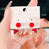 Imitation Pearl Crystal Black Red Tulip Flower Curved Back Hang Post Stud Earrings Two in One Jewelry Birthday Girl Gift - Image 3