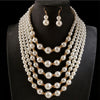 Kymyad Jewelry Sets Simulated Pearl Beads Multilayer Necklace Earrings Set For Women Statement Collar Necklace Set - Image 4