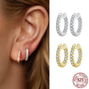Gold Hoop Earrings for Women, Silver Round Cut Lab Diamond Earrings - Image 1
