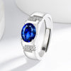 Silver Men's CZ Ring, Adjustable Oval Gemstone Band, Jewelry for Men, Daily Wear Business Gift - Image 3