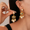 French Vintage Exaggerated Devil's Eye Pearl Tassel Earrings For Women Retro Big Eye Pendant Earrings Casual Jewelry - Image 1