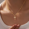 Double-Layer Chain Necklace with Cross Pendant - Image 1