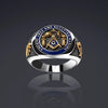 Retro Classic, Religious Totem, Blue Drip Oil Two-Color Ring, Men's Jewelry - Image 4