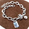 Silver Bracelet Geometric Cube Circle Punk Asymmetric Beaded For Woman Girl Jewelry Gift - Image 19