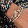 Three-Piece Open Bangle Set with Cubic Zirconia Accents - Image 2