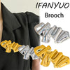 Ifanyuo Stainless Steel Abstract Geometric Brooches Gold Silver Plated Individual Banquet Party Unisex Charm Jewelry Gifts - Image 1