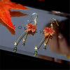 Red Rhinestone Zircon Maple Leaf Stud Earrings For Women Vintage Personality Crystal Earring Fall Winter Charm Jewelry - Image 5