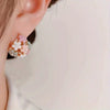 1 Pair Floral Hoop Earrings for Women Alloy with Resin Inlay Japanese Korean Style Suitable for Daily Wear and Weddings - Image 4