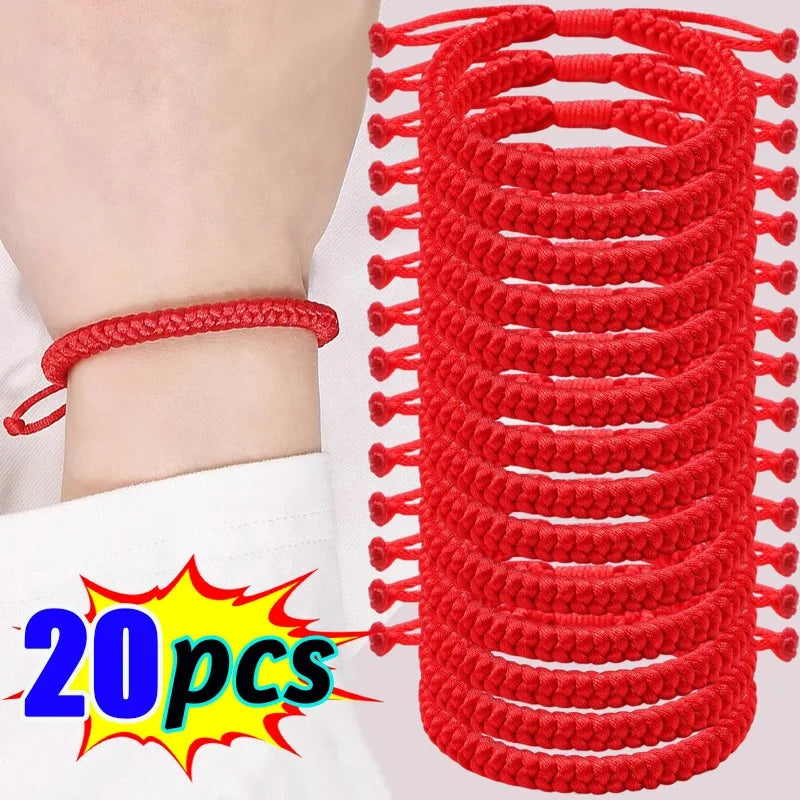 Lucky Red Thread Bracelets Handmade Black Red Thick Rope Knot Bracelet Adjustable Chain Jewelry Couple Gift Friendship Bracelets - Image 1